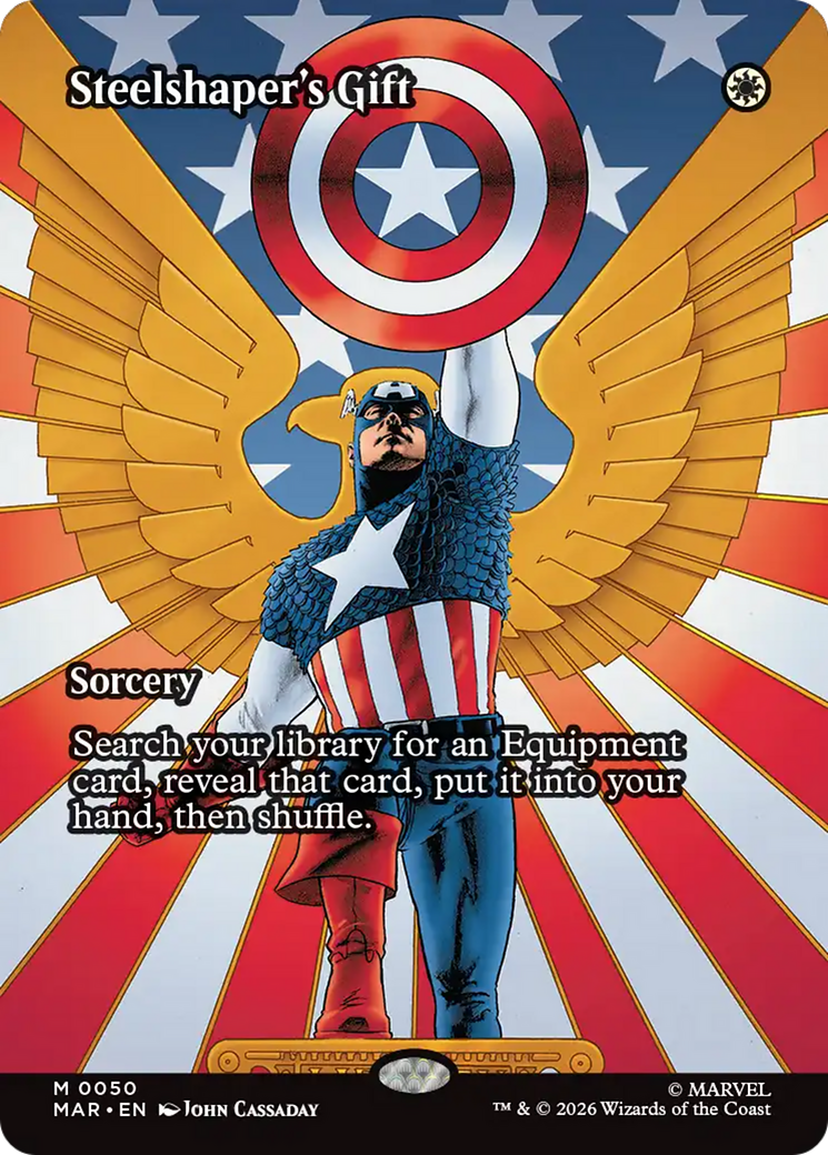 Steelshaper's Gift (Borderless) [Marvel Universe: Eternal-Legal] | Shuffle n Cut Hobbies & Games