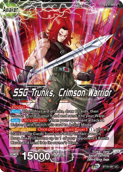 Trunks // SSG Trunks, Crimson Warrior (BT16-097) [Realm of the Gods] | Shuffle n Cut Hobbies & Games