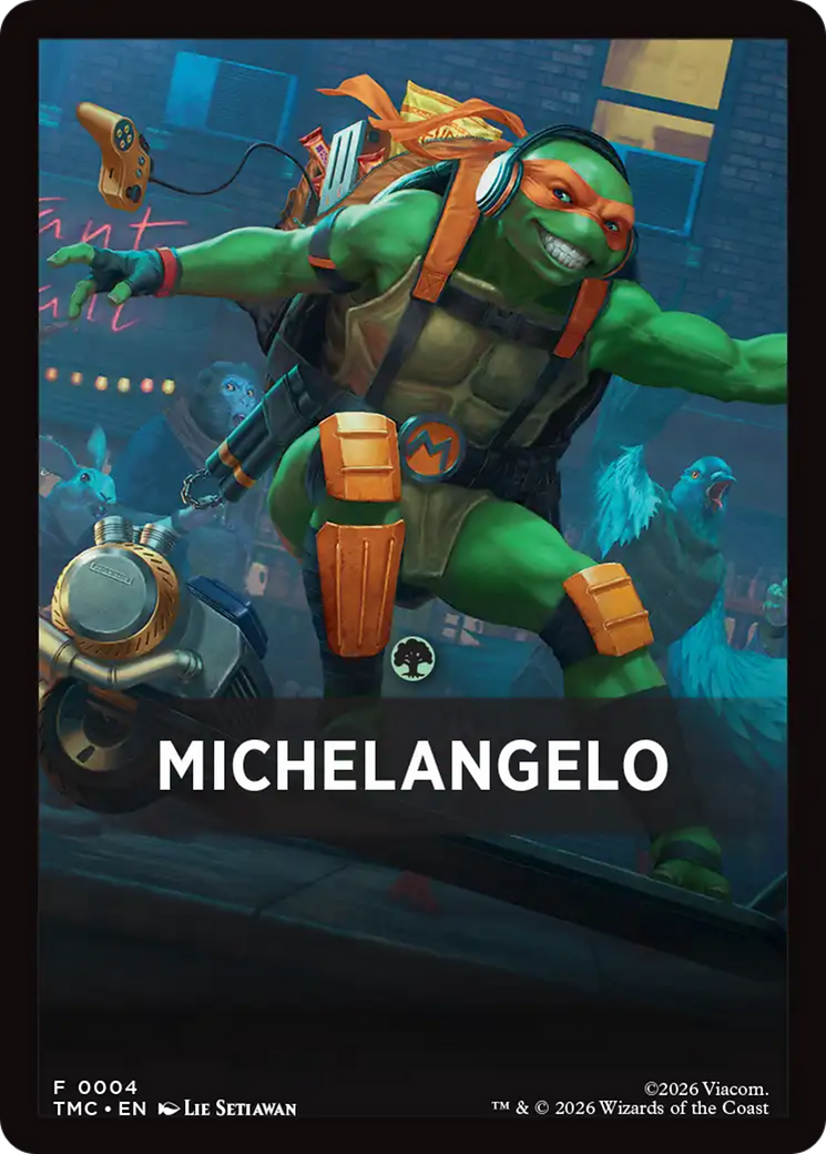Michelangelo Theme Card [Teenage Mutant Ninja Turtles Commander Tokens] | Shuffle n Cut Hobbies & Games
