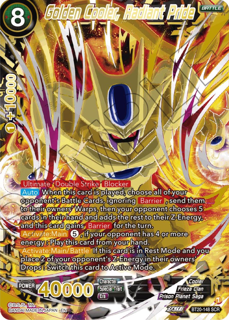Golden Cooler, Radiant Pride (Alternate Art) (BT20-148) [Power Absorbed] | Shuffle n Cut Hobbies & Games
