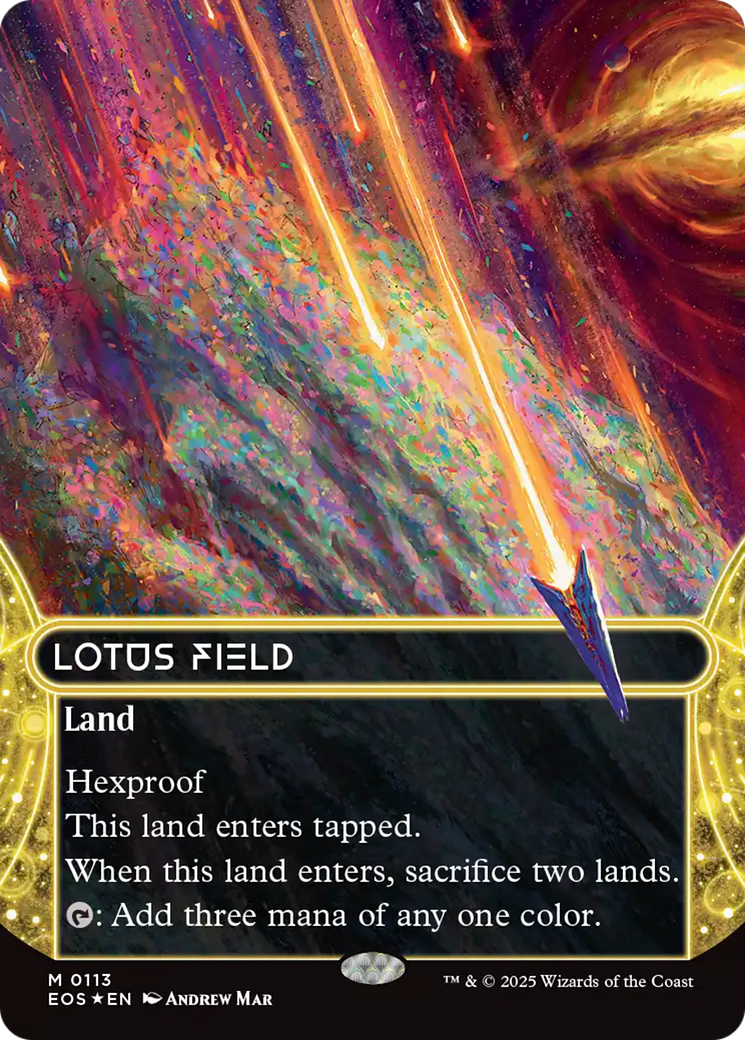 Lotus Field (0113) (Borderless) (Galaxy Foil) [Edge of Eternities: Stellar Sights] | Shuffle n Cut Hobbies & Games