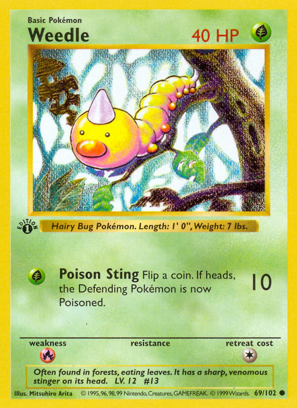 Weedle (69/102) (Shadowless) [Base Set 1st Edition] | Shuffle n Cut Hobbies & Games