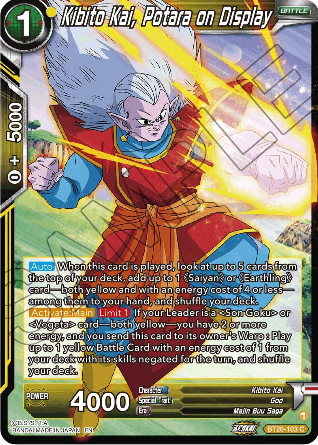 Kibito Kai, Potara on Display (BT20-103) [Power Absorbed] | Shuffle n Cut Hobbies & Games