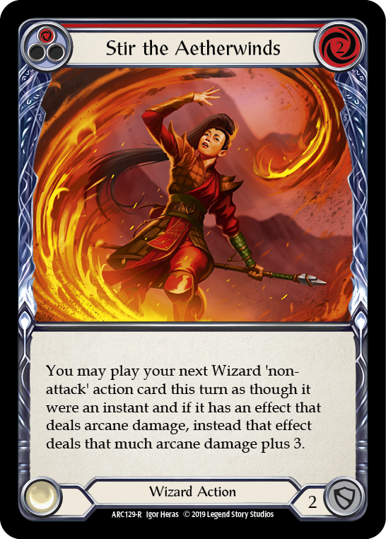 Stir the Aetherwinds (Red) [ARC129-R] (Arcane Rising)  1st Edition Rainbow Foil | Shuffle n Cut Hobbies & Games