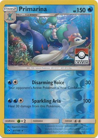 Primarina (41/149) (League Promo) [Sun & Moon: Base Set] | Shuffle n Cut Hobbies & Games