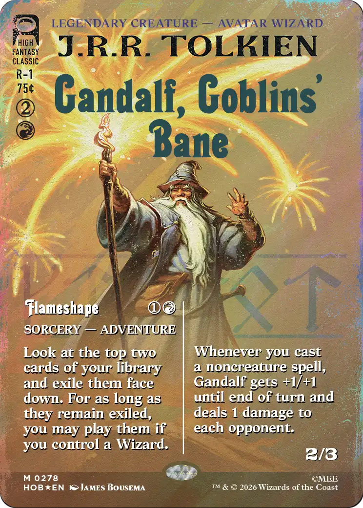 Gandalf, Goblins' Bane (Borderless) (Surge Foil) [The Hobbit] | Shuffle n Cut Hobbies & Games