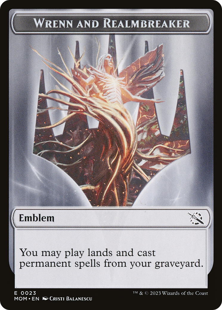 Warrior // Wrenn and Realmbreaker Emblem Double-Sided Token [March of the Machine Tokens] | Shuffle n Cut Hobbies & Games