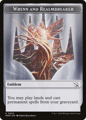 Warrior // Wrenn and Realmbreaker Emblem Double-Sided Token [March of the Machine Tokens] | Shuffle n Cut Hobbies & Games