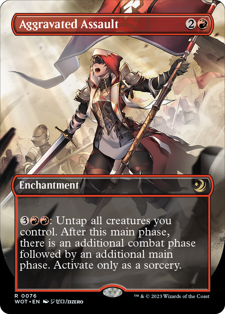 Aggravated Assault (Anime Borderless) [Wilds of Eldraine: Enchanting Tales] | Shuffle n Cut Hobbies & Games