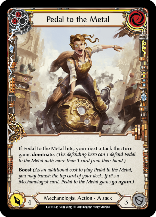 Pedal to the Metal (Yellow) [ARC012-R] (Arcane Rising)  1st Edition Normal | Shuffle n Cut Hobbies & Games