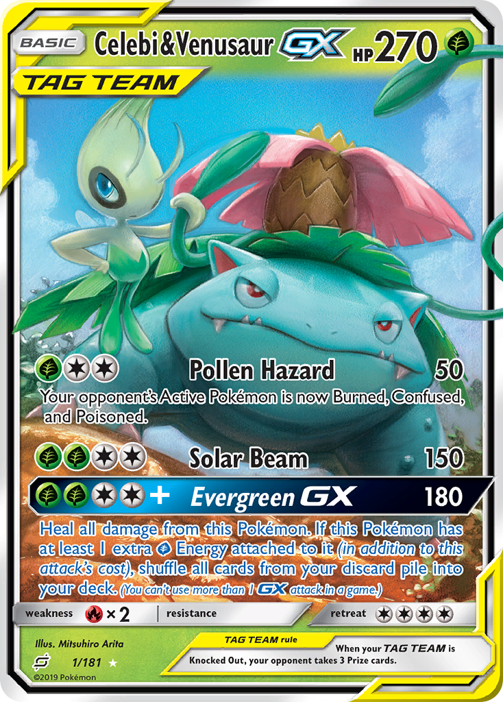 Celebi & Venusaur GX (1/181) [Sun & Moon: Team Up] | Shuffle n Cut Hobbies & Games