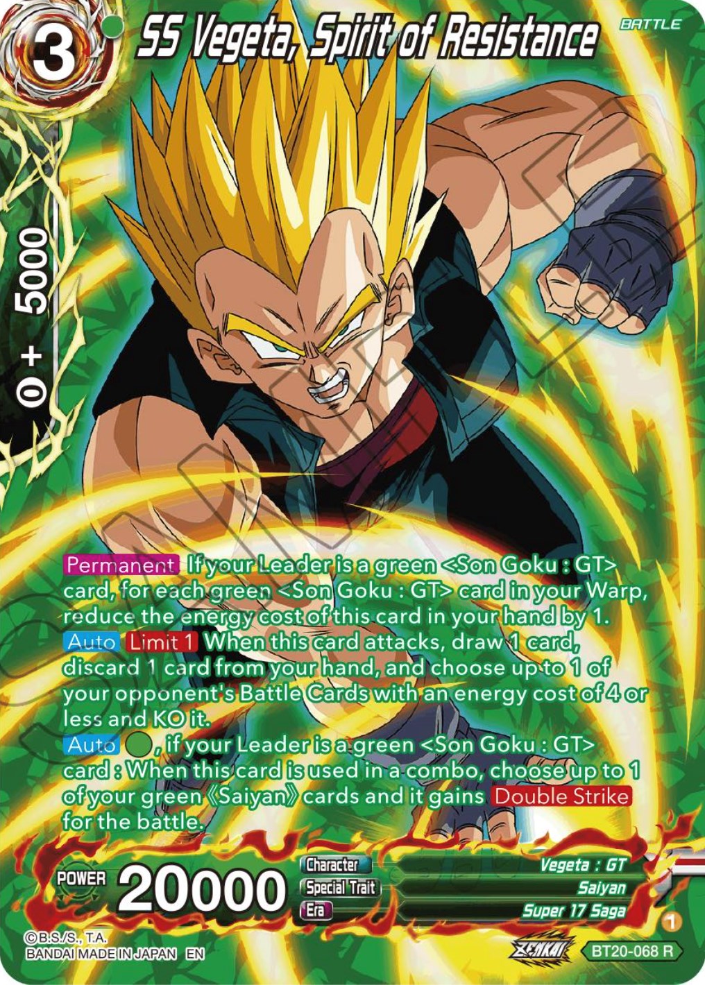 SS Vegeta, Spirit of Resistance (Silver Foil) (BT20-068) [Power Absorbed] | Shuffle n Cut Hobbies & Games
