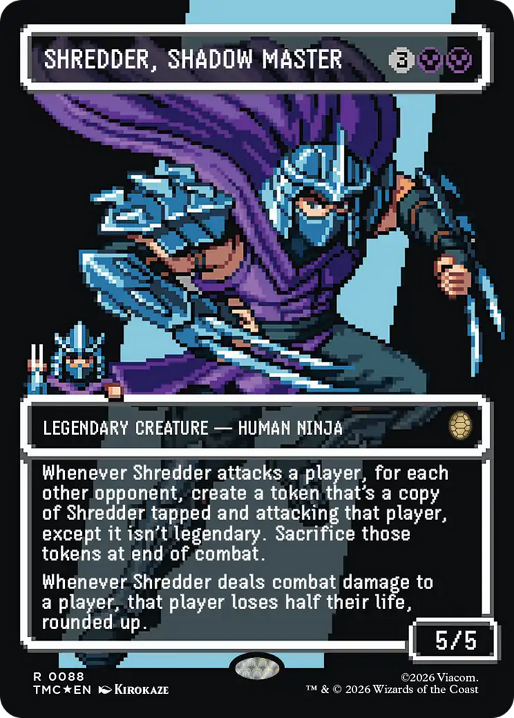 Shredder, Shadow Master (Borderless) (Surge Foil) [Teenage Mutant Ninja Turtles Commander] | Shuffle n Cut Hobbies & Games