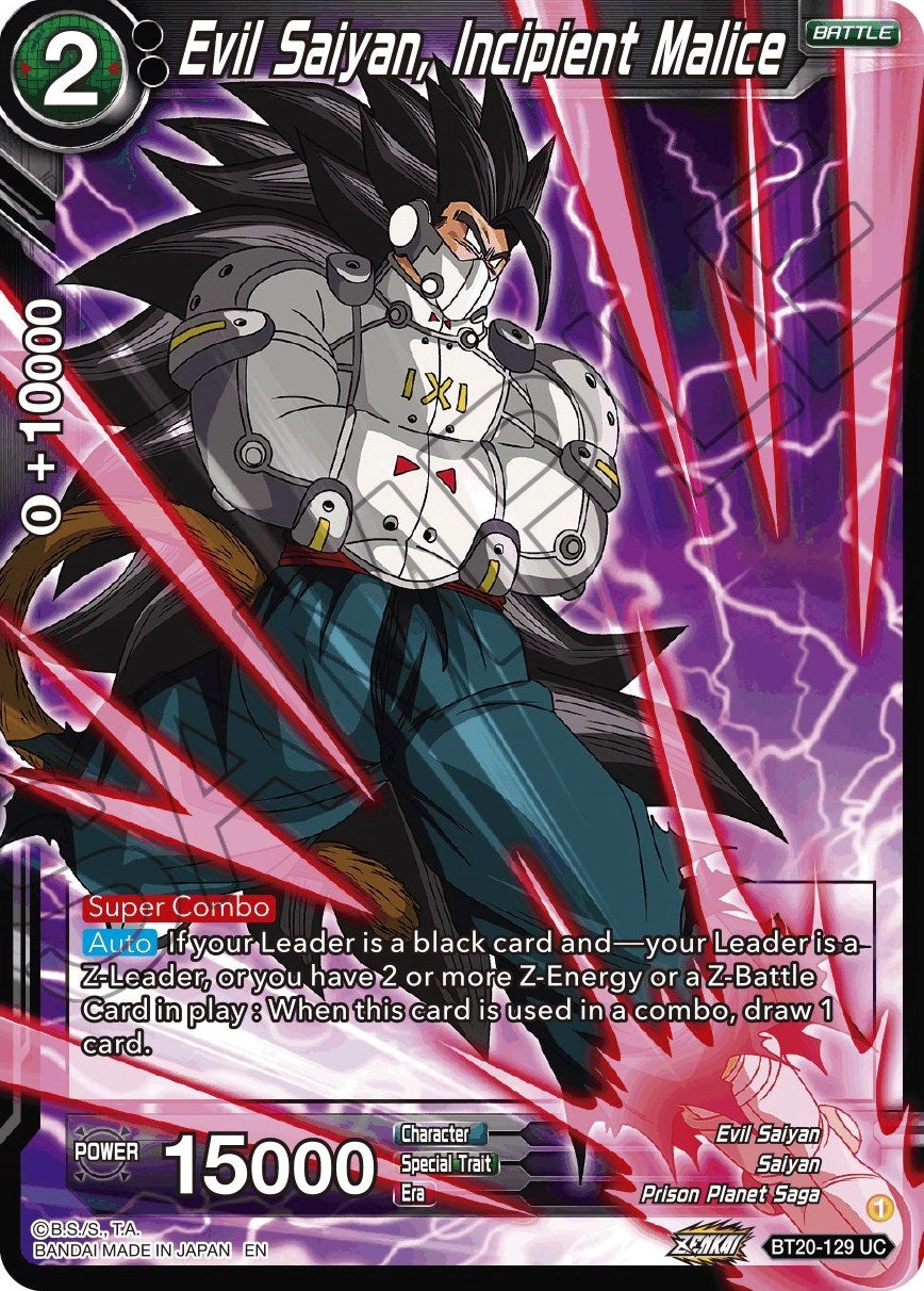 Evil Saiyan, Incipient Malice (BT20-129) [Power Absorbed] | Shuffle n Cut Hobbies & Games