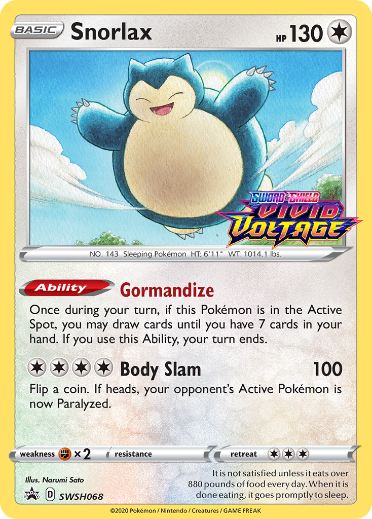 Snorlax (SWSH068) (Prerelease Promo) [Sword & Shield: Black Star Promos] | Shuffle n Cut Hobbies & Games