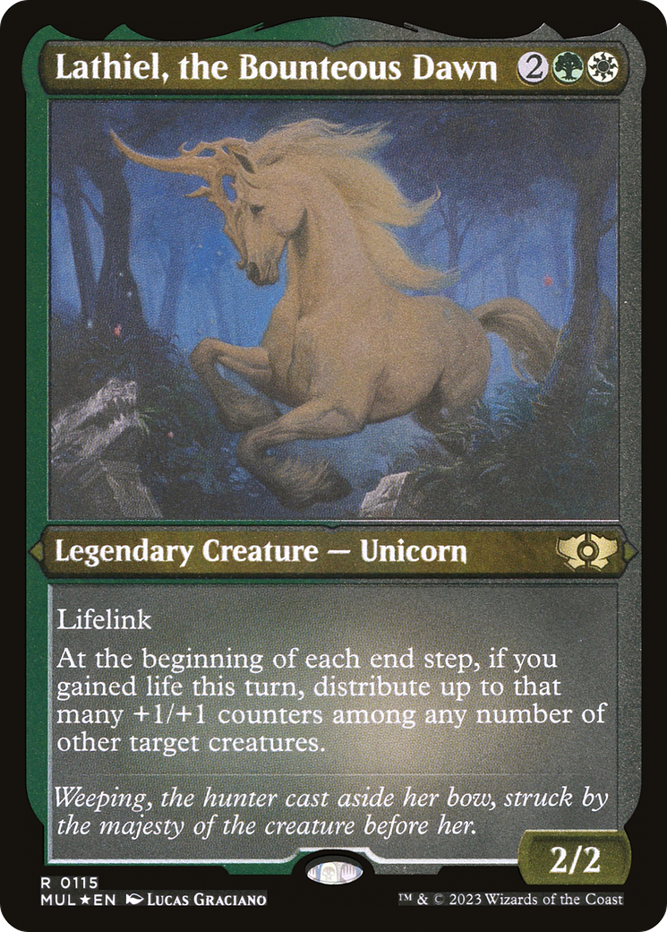 Lathiel, the Bounteous Dawn (Foil Etched) [Multiverse Legends] | Shuffle n Cut Hobbies & Games