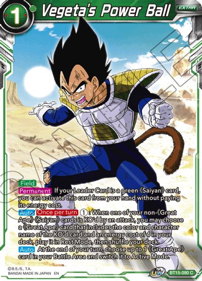 Vegeta's Power Ball (BT15-090) [Saiyan Showdown] | Shuffle n Cut Hobbies & Games
