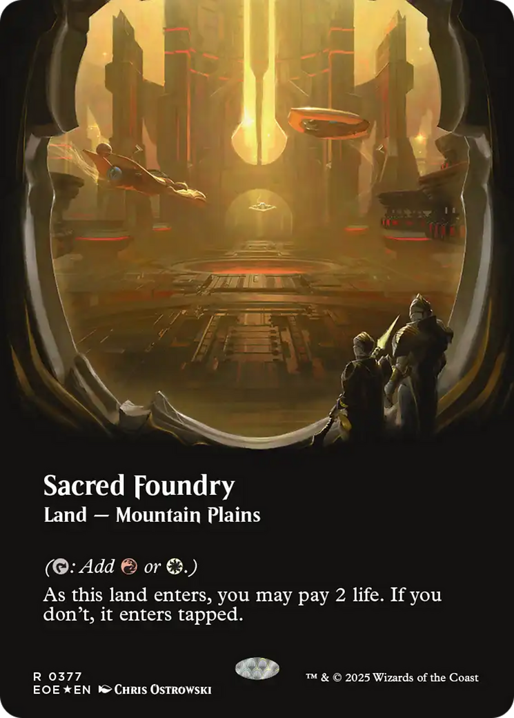 Sacred Foundry (Borderless) (Galaxy Foil) [Edge of Eternities] | Shuffle n Cut Hobbies & Games