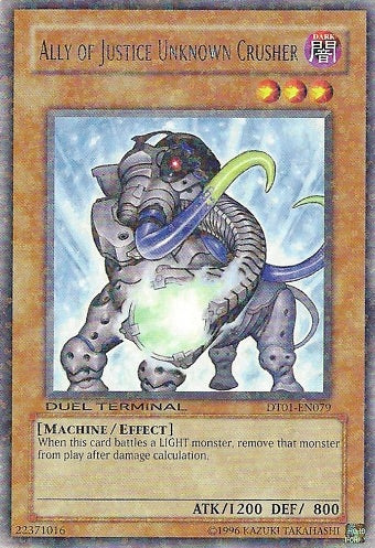 Ally of Justice Unknown Crusher [DT01-EN079] Rare | Shuffle n Cut Hobbies & Games