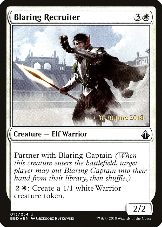 Blaring Recruiter (Prerelease) [Battlebond Prerelease Promos] | Shuffle n Cut Hobbies & Games