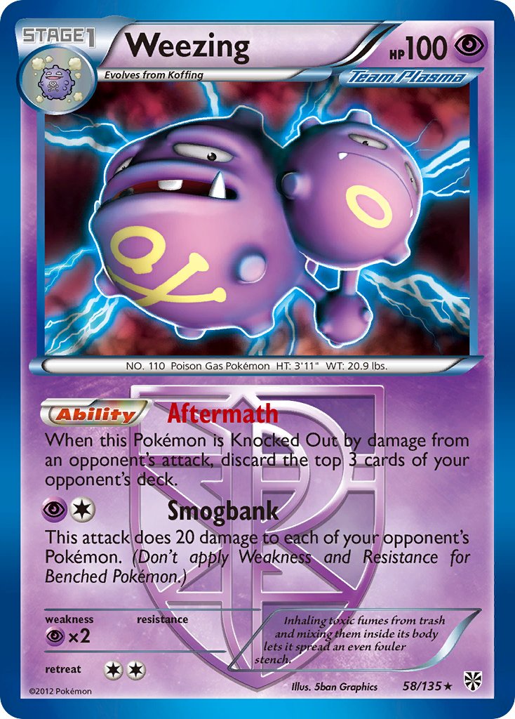 Weezing (58/135) (Theme Deck Exclusive) [Black & White: Plasma Storm] | Shuffle n Cut Hobbies & Games