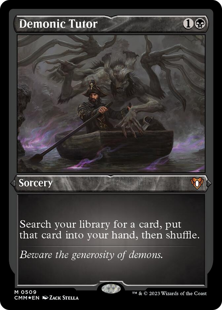 Demonic Tutor (Foil Etched) [Commander Masters] | Shuffle n Cut Hobbies & Games