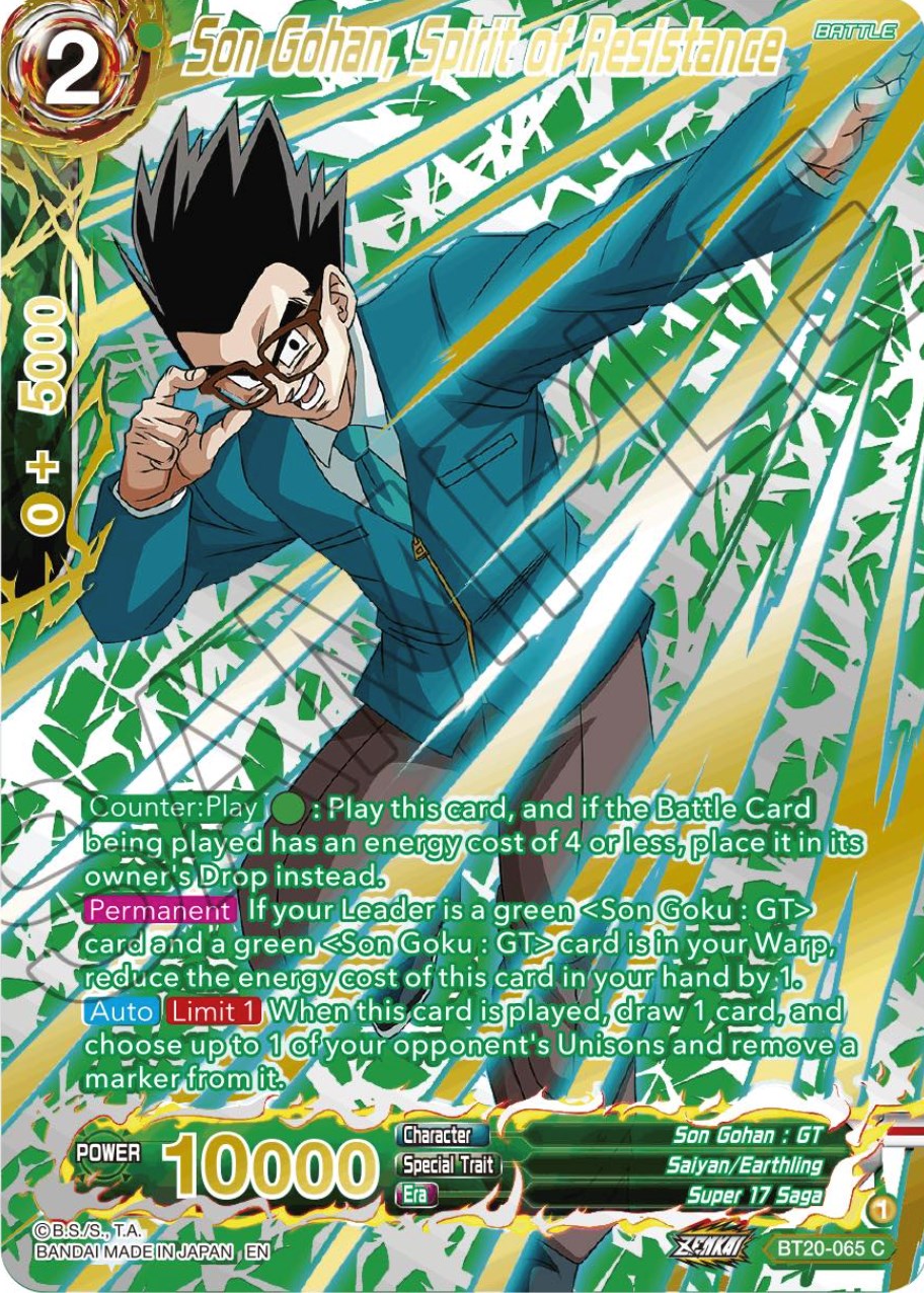 Son Gohan, Spirit of Resistance (Gold-Stamped) (BT20-065) [Power Absorbed] | Shuffle n Cut Hobbies & Games