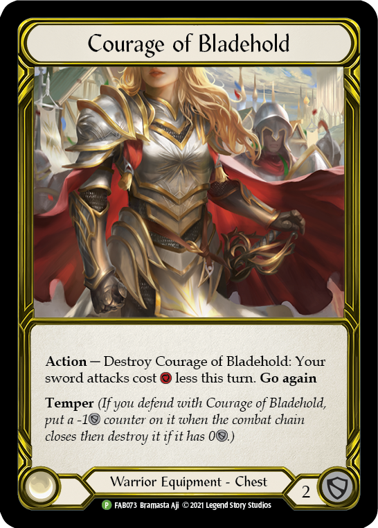 Courage of Bladehold (Golden) [FAB073] (Promo)  Cold Foil | Shuffle n Cut Hobbies & Games
