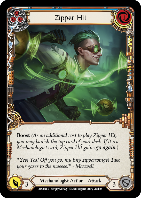 Zipper Hit (Blue) [ARC031-C] (Arcane Rising)  1st Edition Normal | Shuffle n Cut Hobbies & Games