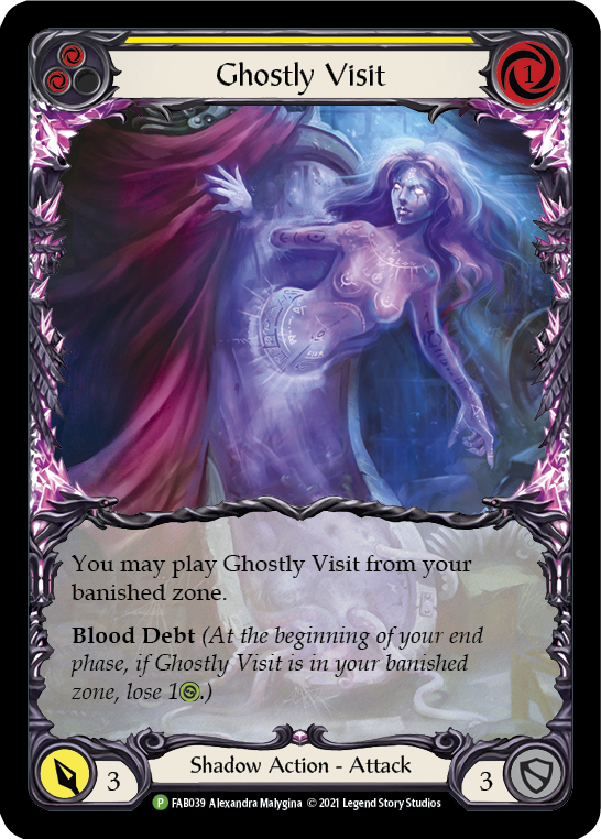 Ghostly Visit (Yellow) [FAB039] (Promo)  Rainbow Foil | Shuffle n Cut Hobbies & Games