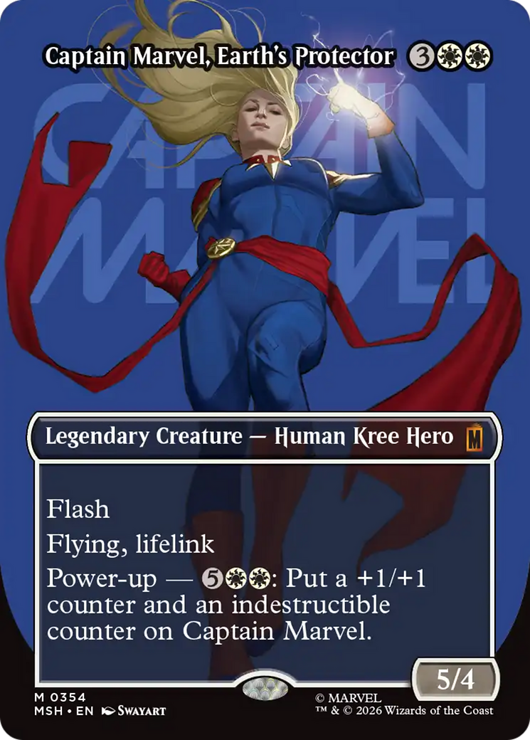 Captain Marvel, Earth's Protector (Borderless) (0354) [Marvel Super Heroes] | Shuffle n Cut Hobbies & Games