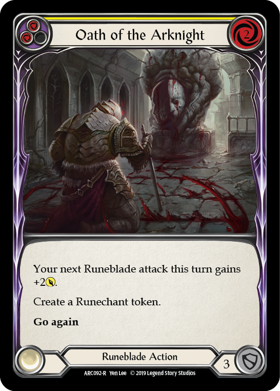 Oath of the Arknight (Yellow) [ARC092-R] (Arcane Rising)  1st Edition Rainbow Foil | Shuffle n Cut Hobbies & Games
