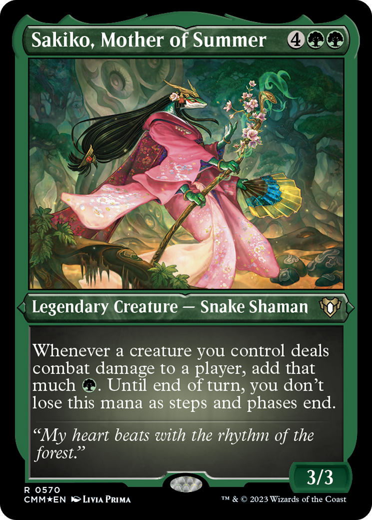 Sakiko, Mother of Summer (Foil Etched) [Commander Masters] | Shuffle n Cut Hobbies & Games