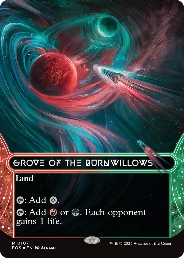 Grove of the Burnwillows (0107) (Borderless) (Galaxy Foil) [Edge of Eternities: Stellar Sights] | Shuffle n Cut Hobbies & Games