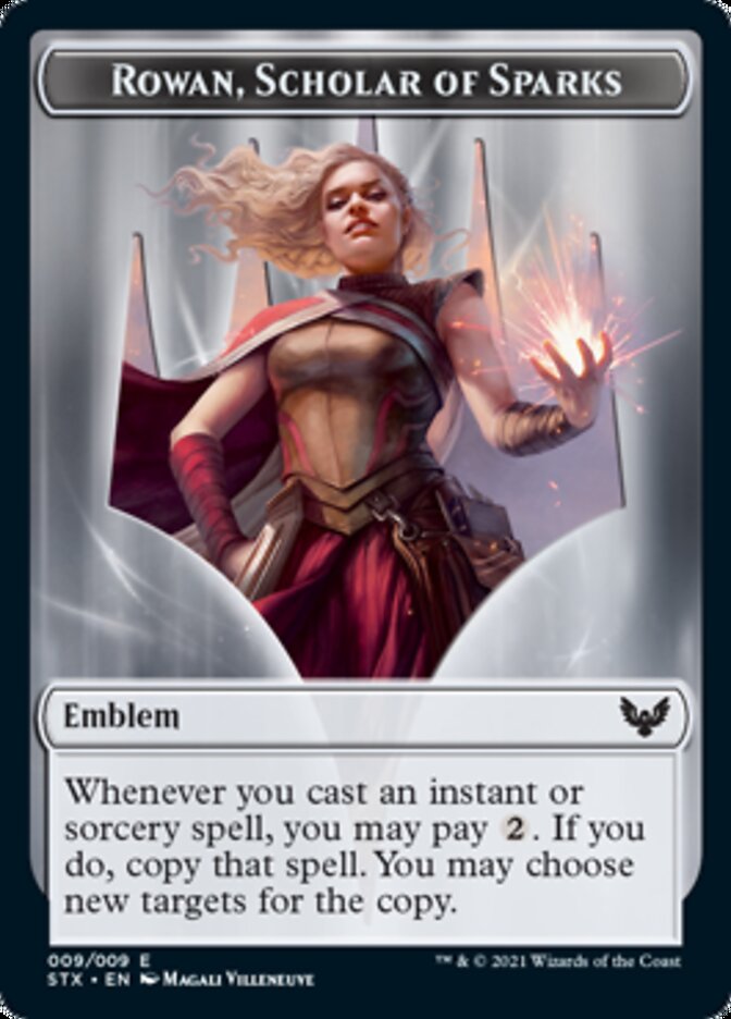 Fractal // Rowan, Scholar of Sparks Emblem Double-Sided Token [Strixhaven: School of Mages Tokens] | Shuffle n Cut Hobbies & Games