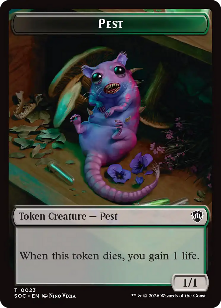 Saproling // Pest (0023) Double-Sided Token [Secrets of Strixhaven Commander Tokens] | Shuffle n Cut Hobbies & Games