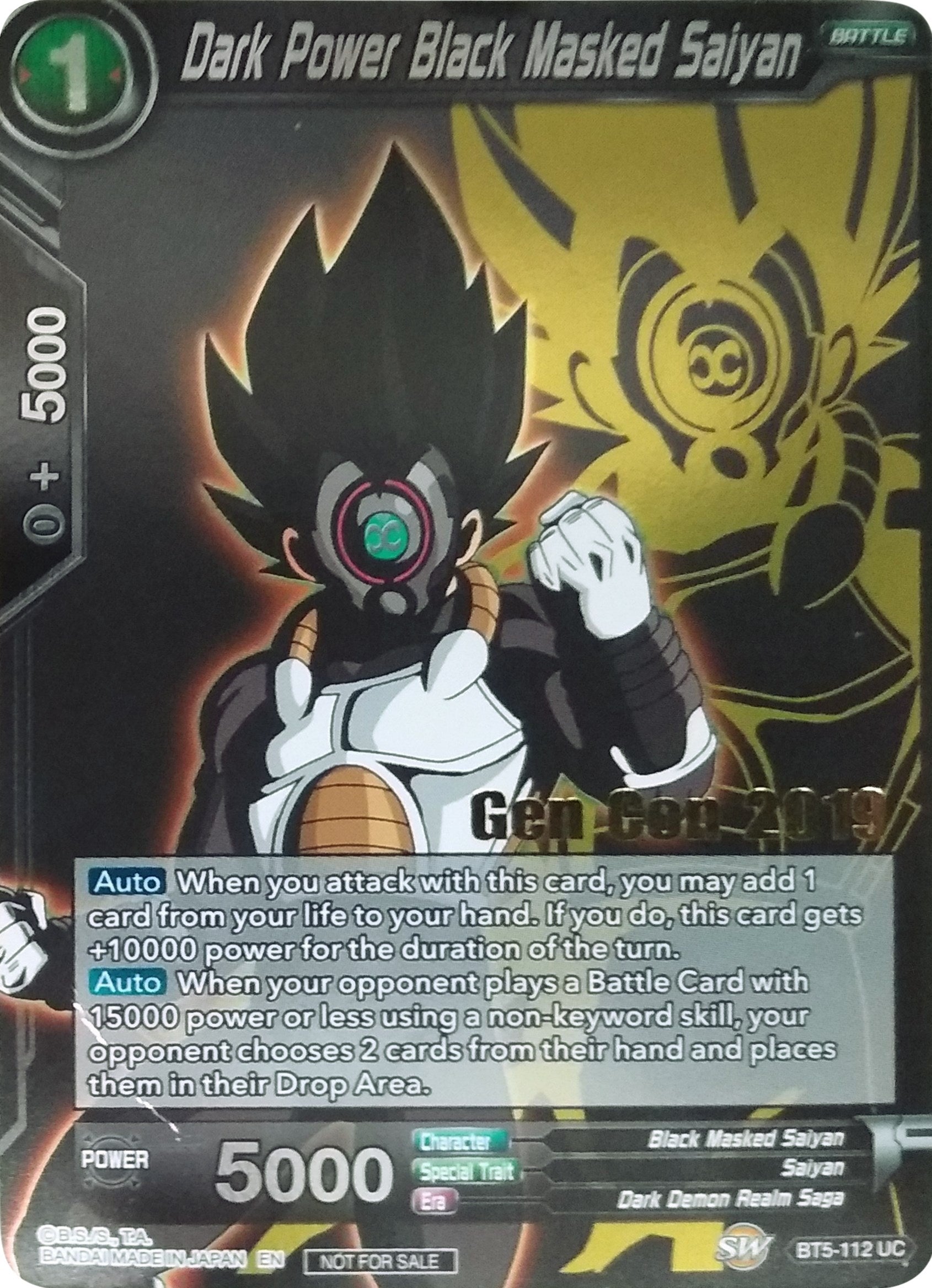 Dark Power Black Masked Saiyan (Gen Con 2019) (BT5-112) [Promotion Cards] | Shuffle n Cut Hobbies & Games