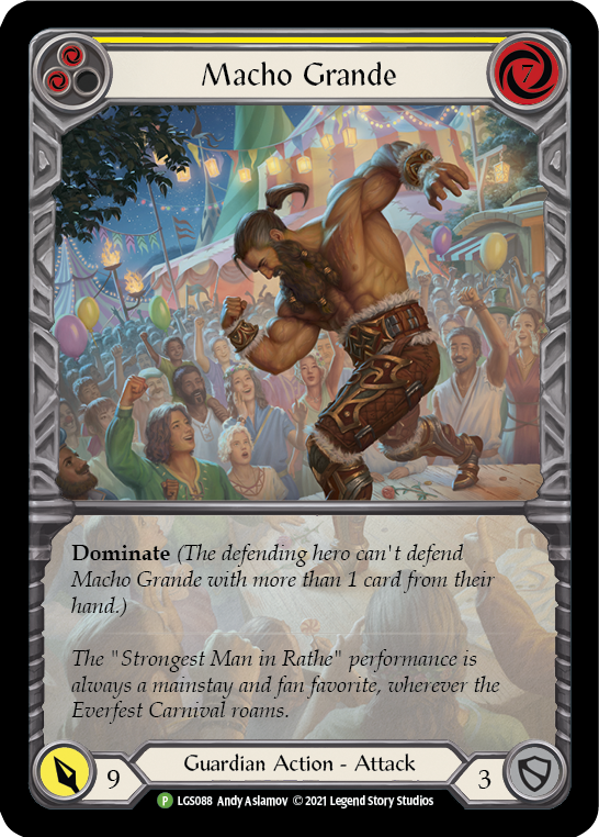 Macho Grande (Yellow) [LGS088] (Promo)  Rainbow Foil | Shuffle n Cut Hobbies & Games