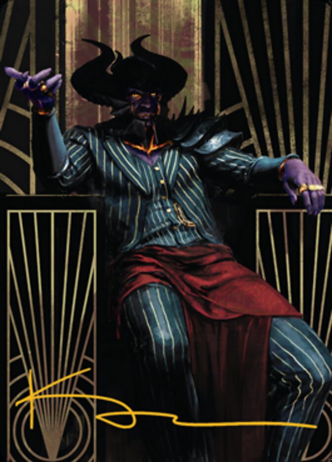 Ob Nixilis, the Adversary 2 Art Card (Gold-Stamped Signature) [Streets of New Capenna Art Series] | Shuffle n Cut Hobbies & Games