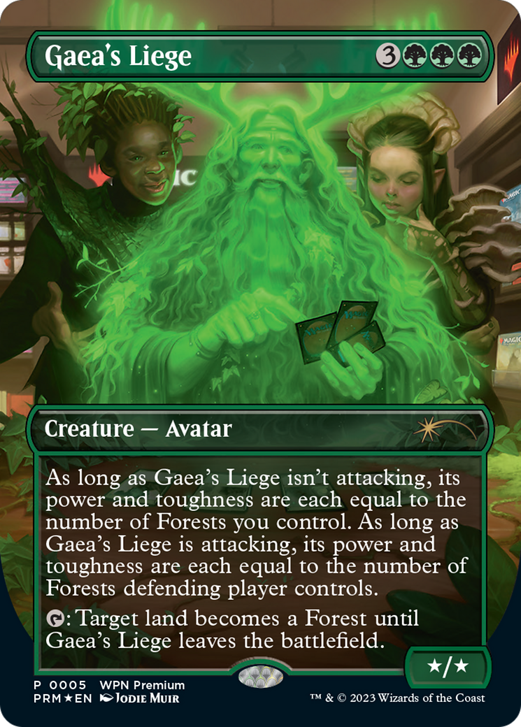 Gaea's Liege (Borderless) [Wizards Play Network 2024] | Shuffle n Cut Hobbies & Games