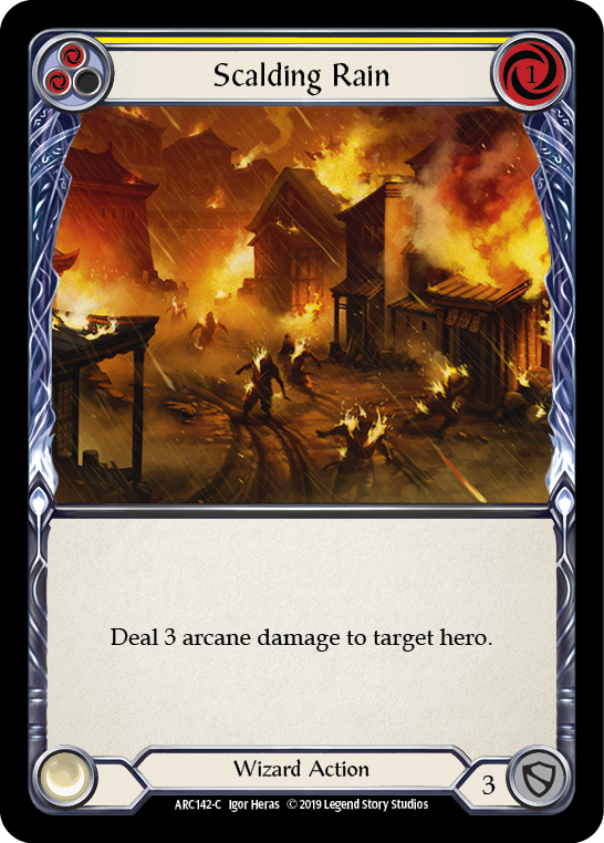 Scalding Rain (Yellow) [ARC142-C] (Arcane Rising)  1st Edition Rainbow Foil | Shuffle n Cut Hobbies & Games