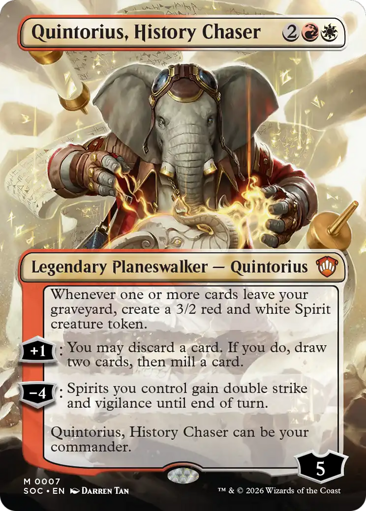 Quintorius, History Chaser (Borderless) [Secrets of Strixhaven Commander] | Shuffle n Cut Hobbies & Games