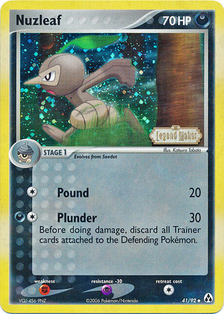 Nuzleaf (41/92) (Stamped) [EX: Legend Maker] | Shuffle n Cut Hobbies & Games