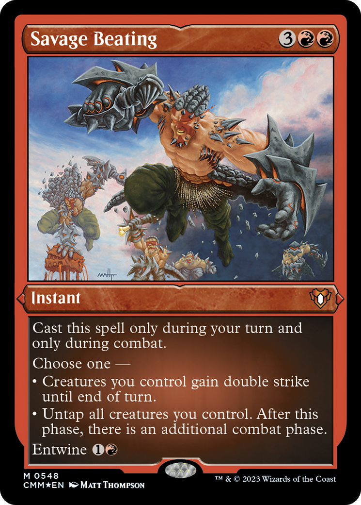 Savage Beating (Foil Etched) [Commander Masters] | Shuffle n Cut Hobbies & Games
