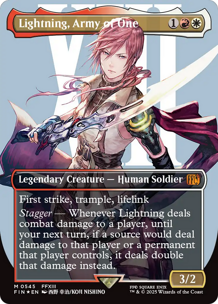 Lightning, Army of One (Borderless) (Surge Foil) [FINAL FANTASY] | Shuffle n Cut Hobbies & Games