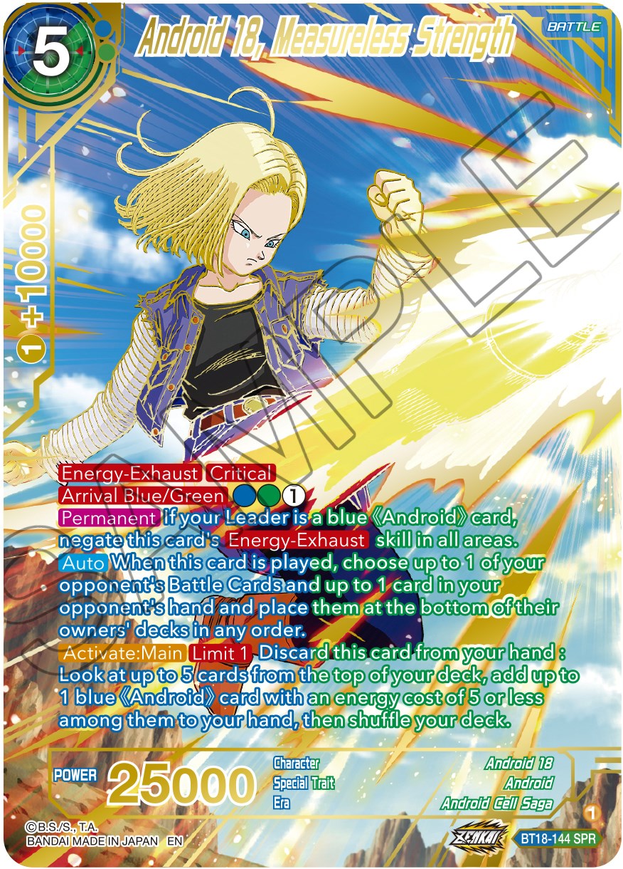 Android 18, Measureless Strength (SPR) (BT18-144) [Dawn of the Z-Legends] | Shuffle n Cut Hobbies & Games