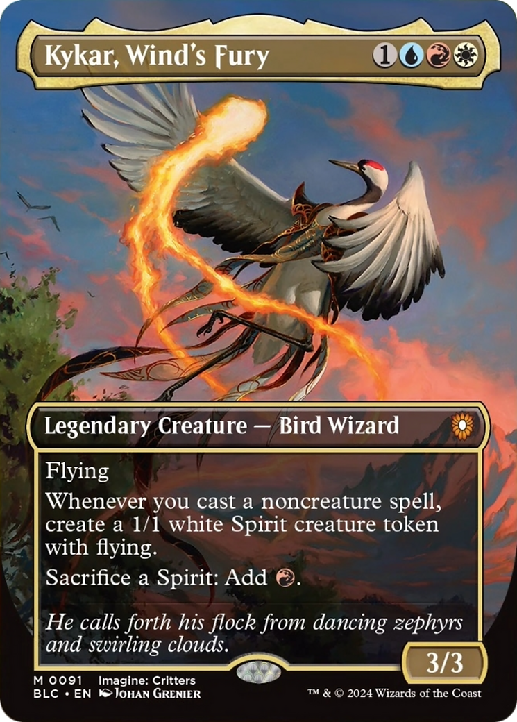 Kykar, Wind's Fury (Borderless) [Bloomburrow Commander] | Shuffle n Cut Hobbies & Games
