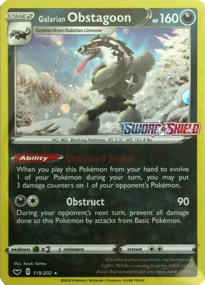 Galarian Obstagoon (119/202) (Cosmos Holo) [Sword & Shield: Base Set] | Shuffle n Cut Hobbies & Games