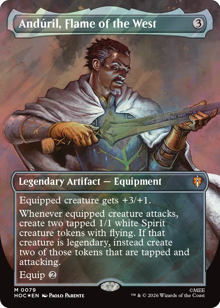Anduril, Flame of the West (Borderless) (Surge Foil) [The Hobbit: Eternal-Legal] | Shuffle n Cut Hobbies & Games