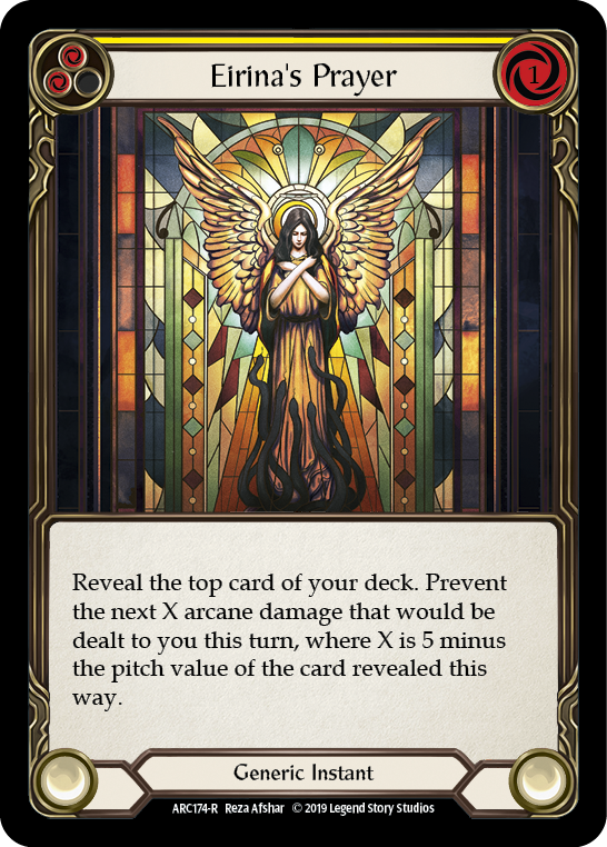 Eirina's Prayer (Yellow) [ARC174-R] (Arcane Rising)  1st Edition Rainbow Foil | Shuffle n Cut Hobbies & Games